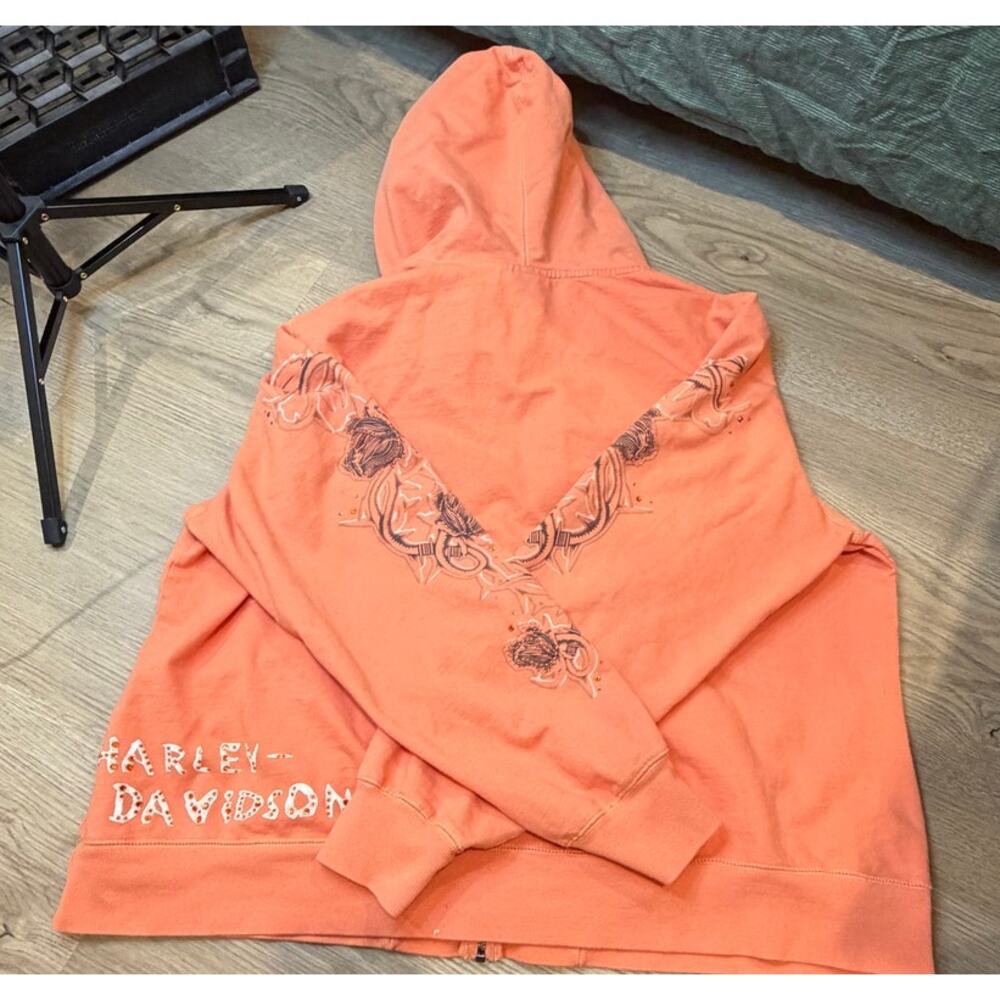 Harley Davidson Womens Sweatshirt Plus Size 2W Zip up Bling Rhinestones - Picture 5 of 5